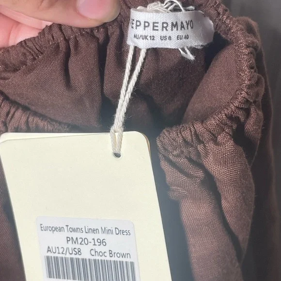 Peppermayo - Linen Mini Dress - Choc Brown - Picture 6 of 10